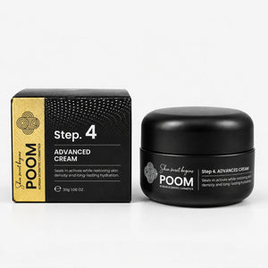 4D Dermacode System Step 4 Advanced POOM con su caja, crema de cierre del sistema 4D con péptidos biomiméticos.