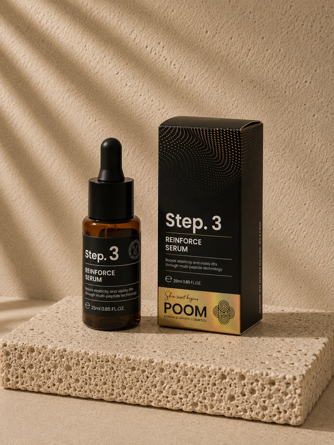  4D Dermacode Step 3 Reinforce POOM · sérum reafirmante con EGF bFGF VEGF IGF-1 factores de crecimiento · cosmética coreana antiedad
