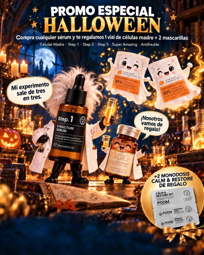 Promo Halloween · Step 1 Structure Serum + vial de células madre y 2 mascarillas de regalo
