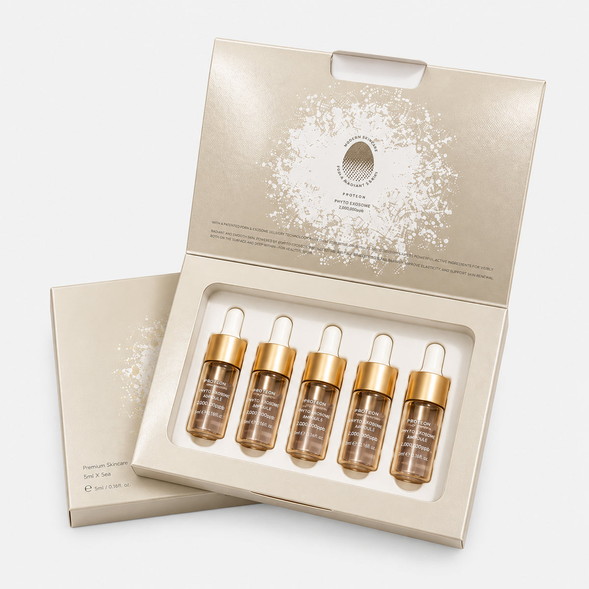 Set PROTEON Phyto Exosome Ampoule de POOM con 5 viales de 5 ml en su estuche