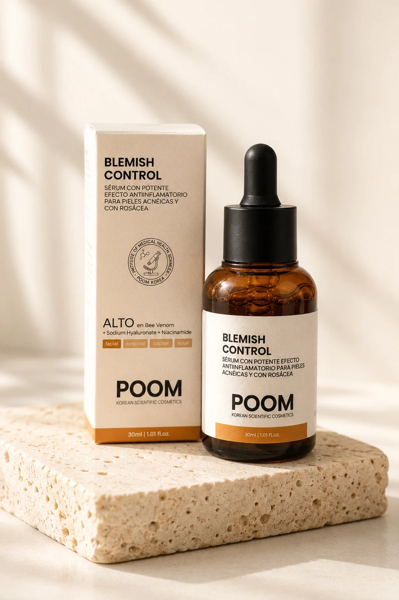 Blemish Control POOM · sérum para piel reactiva con rojeces y rosácea con Naflex · cosmética sanitaria coreana piel sensible