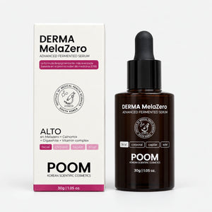 Derma MelaZero Serum POOM con su caja, tratamiento facial coreano para manchas con Tranexamoyl Tetrapeptide-51