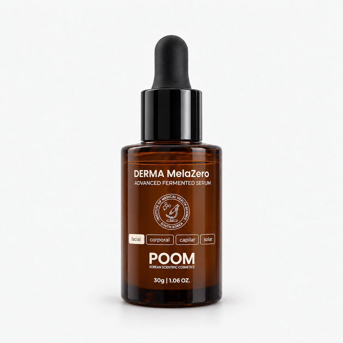Derma MelaZero Serum POOM, sérum facial despigmentante con autofagia celular y Tranexamoyl Tetrapeptide-51 para el tratamiento cosmético de las manchas.
