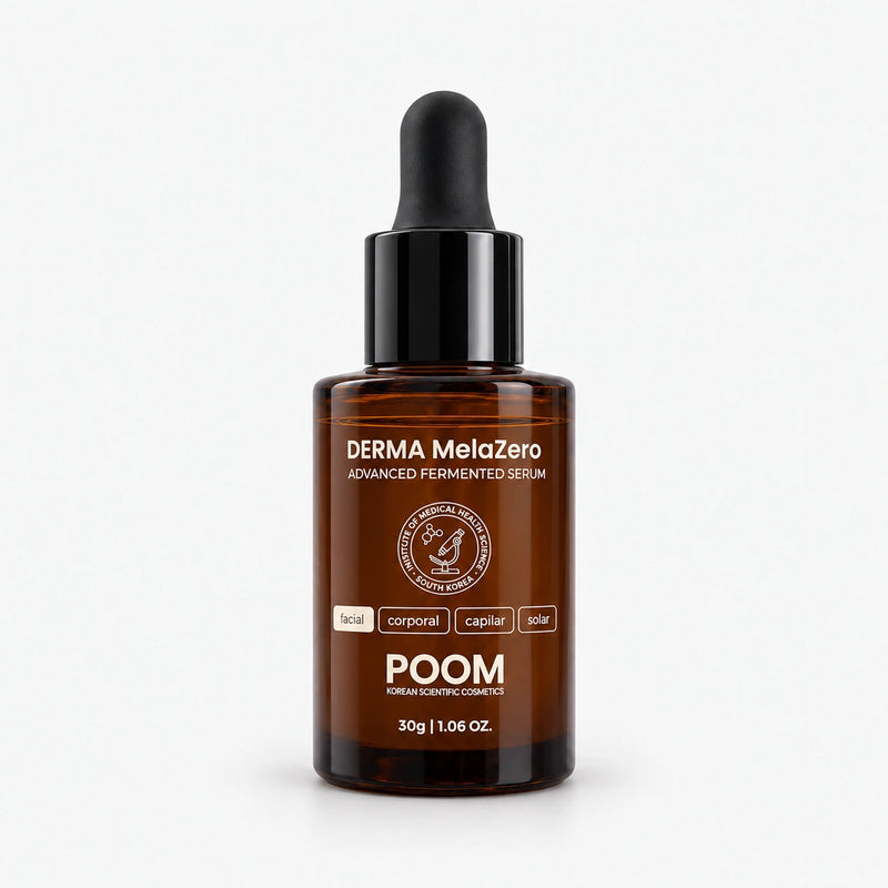 Derma MelaZero Serum POOM, sérum facial despigmentante con autofagia celular y Tranexamoyl Tetrapeptide-51 para el tratamiento cosmético de las manchas.
