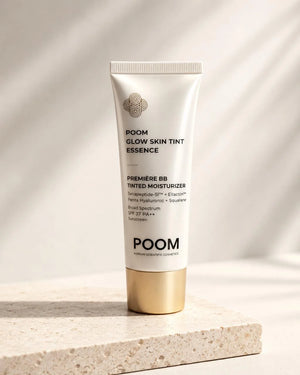 POOM Glow Skin Tint Essence · tinte facial con SPF para uso diario · acabado natural con protección solar coreana