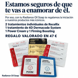Promoción de POOM limpiador facial con productos de regalo valorados en 47 €