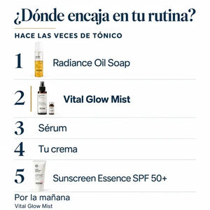 Rutina facial que incluye POOM Vitamin C junto con otros productos de cuidado de la piel