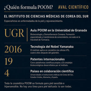 Aval científico de POOM: Instituto de Ciencias Médicas de Corea del Sur, Aula POOM en la Universidad de Granada, tecnología iPS, patentes internacionales y colaboración científica