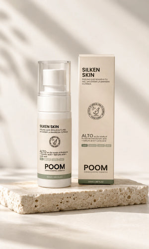 Silken Skin Peeling POOM · peeling químico doméstico con ácido glicólico, salicílico y láctico, células madre y 6 probióticos · cosmética sanitaria coreana
