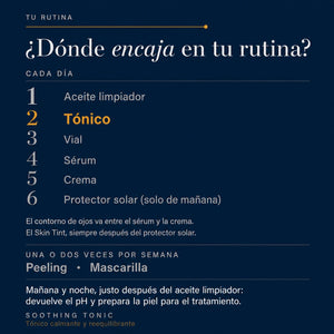 Soothing Tonic POOM dentro de la rutina facial para pieles asfixiadas, alteradas y reactivas