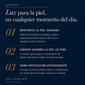 Vital Glow POOM ayuda a iluminar la piel, combatir el estrés oxidativo y mejorar el aspecto de los signos de envejecimiento.