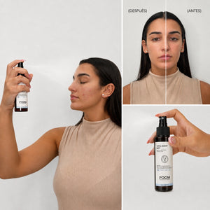 Textura ligera de Vital Glow POOM, mist facial antioxidante con vitamina C activada al instante